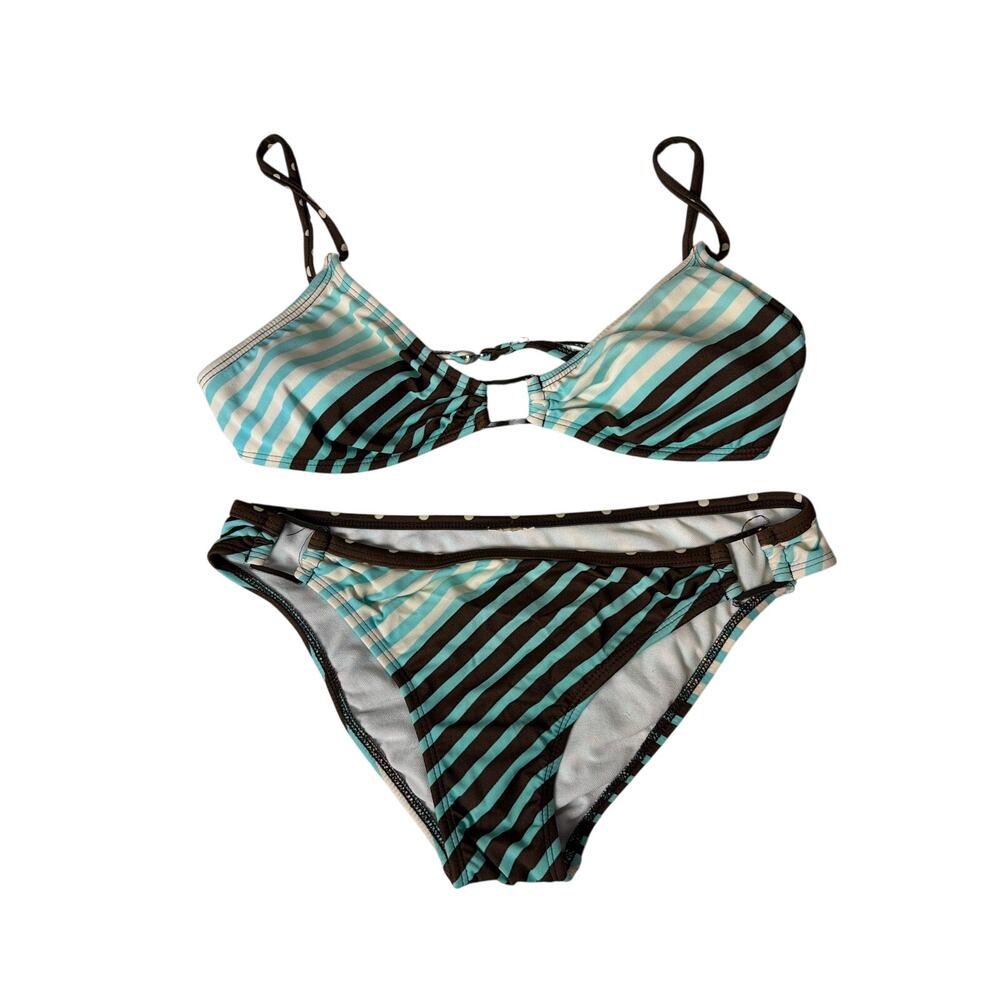 DOLL Swimwear Green Zebra Print Bikini Set Size M Women's